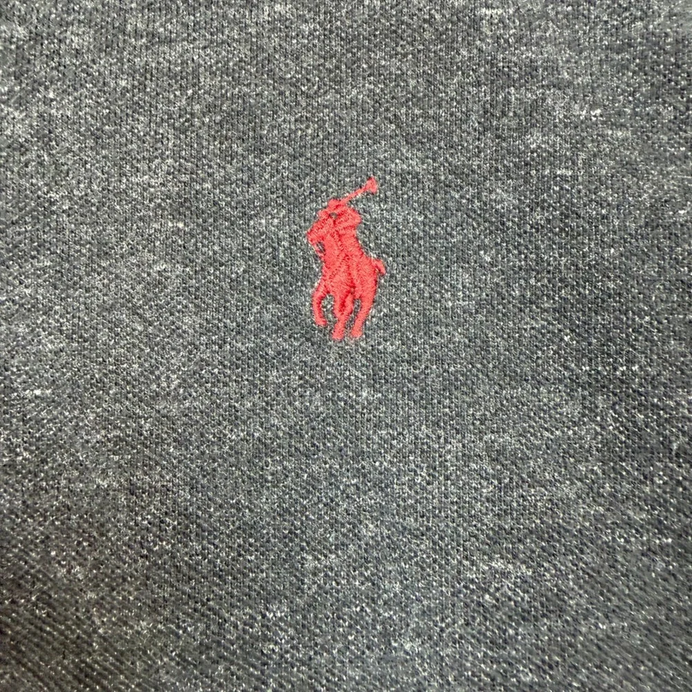 Polo Ralph Lauren Mens XXL Charcoal Heather Grey Red Pony Cotton Polo Shirt